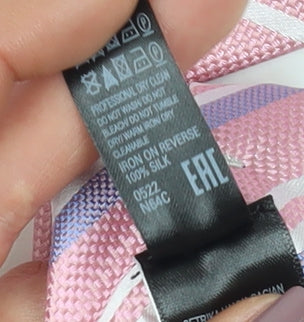 Marks and Spencer Men's Pink Striped Silk Tie