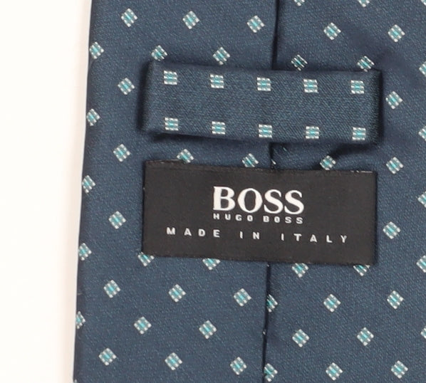 Mens Boss Blue Polka Dot 100% Silk Tie