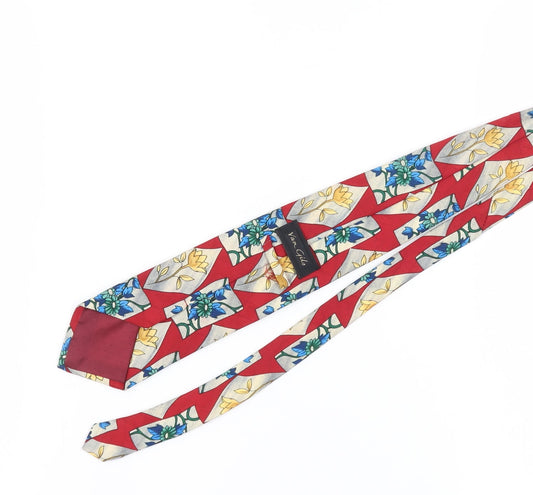 Van Gils Men's Red Floral Polyester Slim Tie