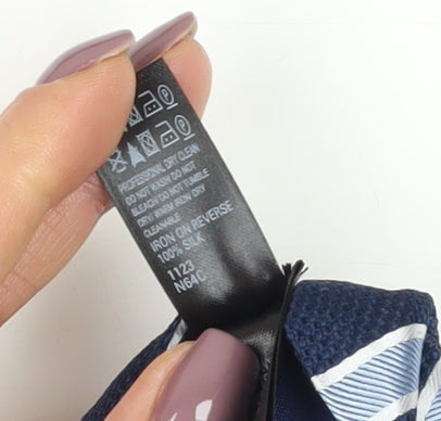 Marks and Spencer Men's Blue Striped Silk Slim Tie