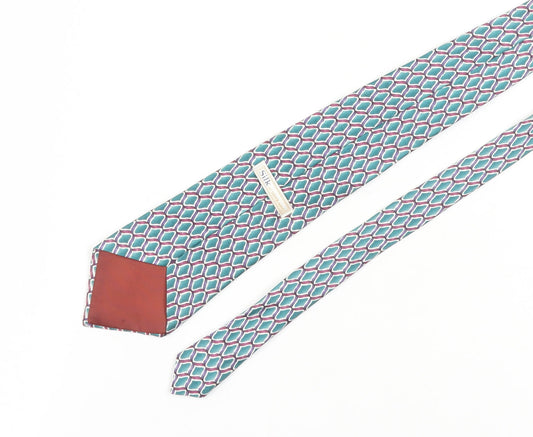 Sovrano Men's Geometric Green Silk Tie, One Size, Elegant Design