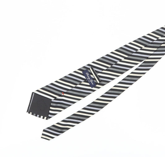 Racing Green Men's Black Striped Silk Tie