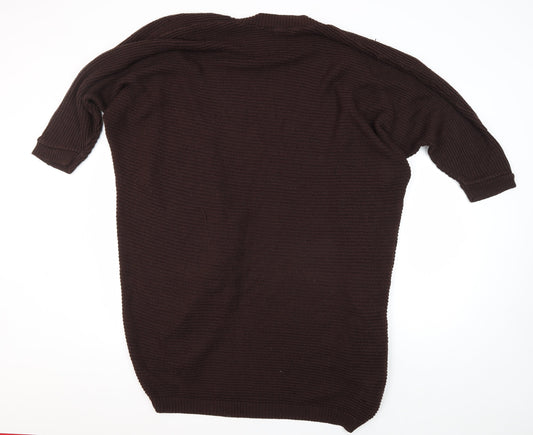 Boohoo Women's Brown Cardigan S/M 3/4 Sleeve Acrylic