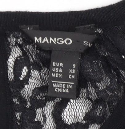 Womens UK Size S Mango Black Jersey Blouse