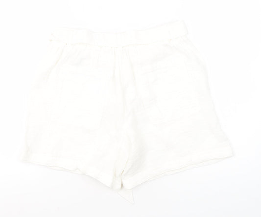 Marks and Spencer Women's White Paperbag Shorts Size 12