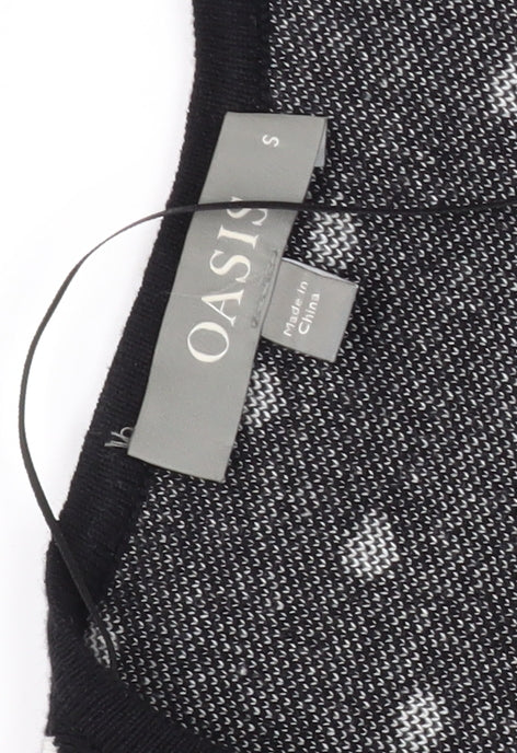 Oasis Women's Black A-Line Polka Dot Dress Small