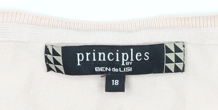 Womens UK Size 18 Principles Pink Basic T-Shirt