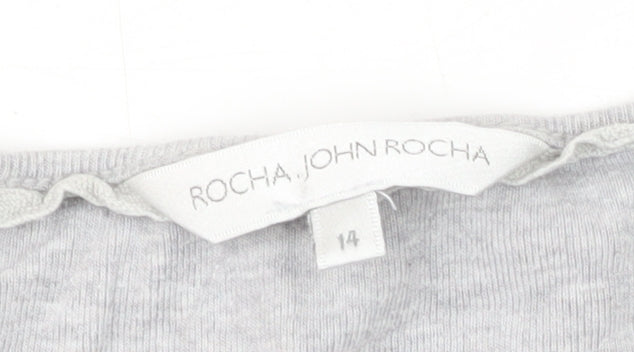Womens UK Size 14 Rocha John Rocha Grey Basic T-Shirt