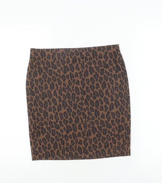 New Look Women's Brown Leopard Print Pencil Skirt Size 10