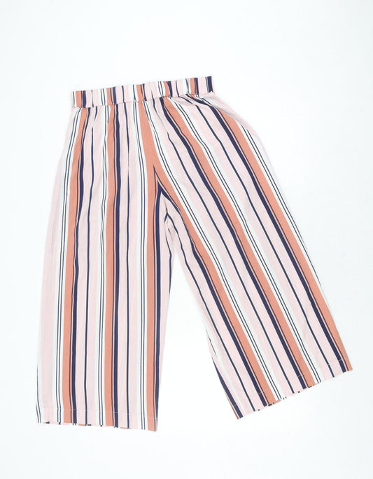 Womens UK Size M Zara Relaxed Fit Wide-Leg Multicoloured Trousers