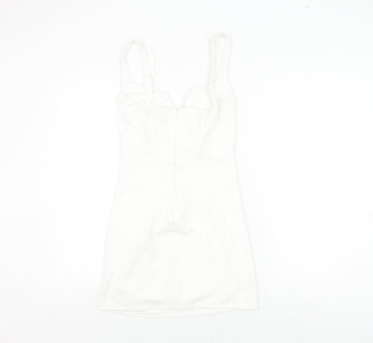 Zara Women White Bodycon Dress Size 12 Party