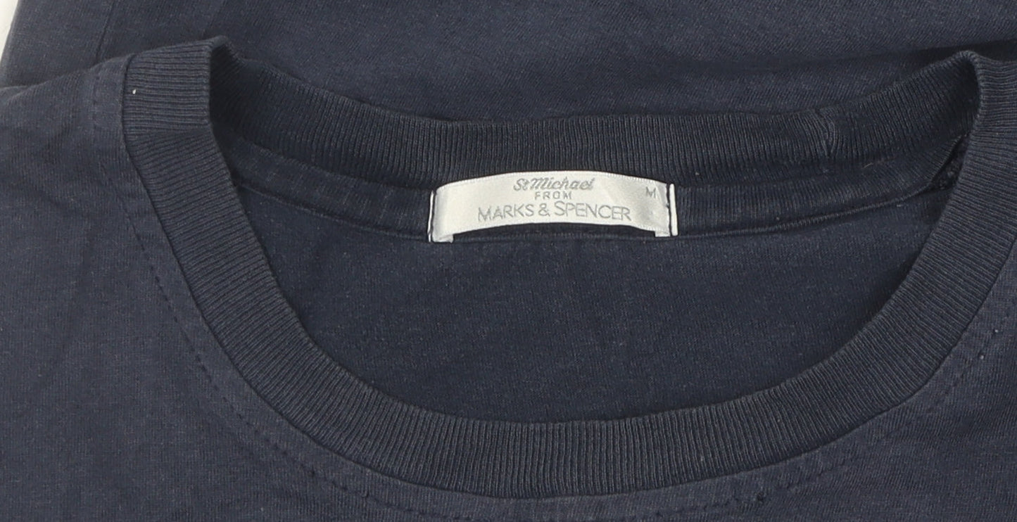 Marks and Spencer Men’s Blue Cotton T-Shirt, M