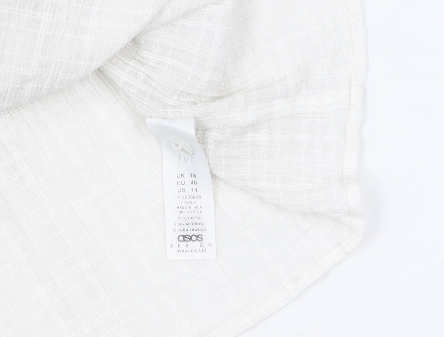 ASOS DESIGN Women's White Cotton Blouse UK 18