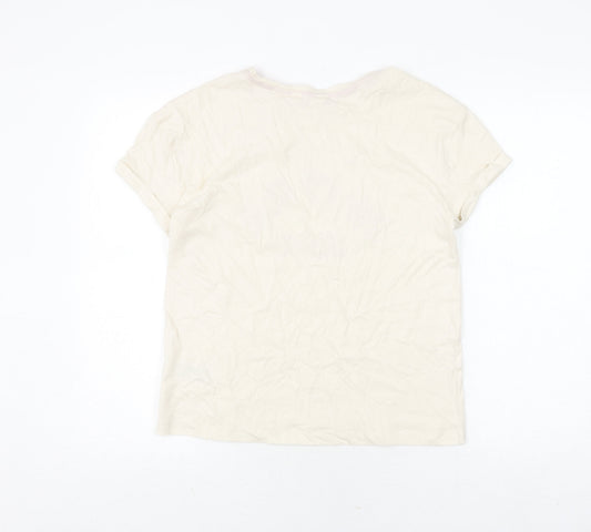 Womens UK Size XS Marks and Spencer Ivory Basic T-Shirt