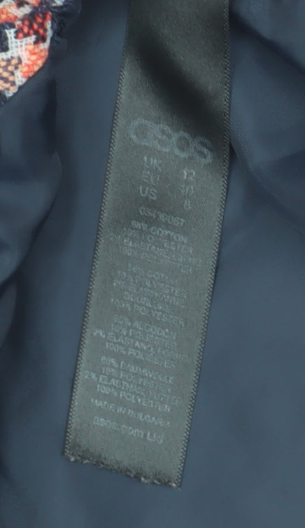 Brand and care label for ASOS Women's Multicoloured Check Pencil Skirt, size 12
