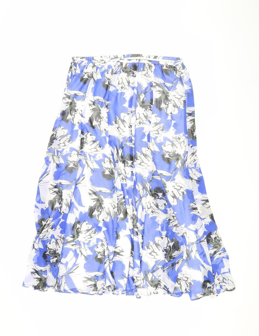 Jacques Vert Women's Blue Floral A-Line Midi Skirt Size 12