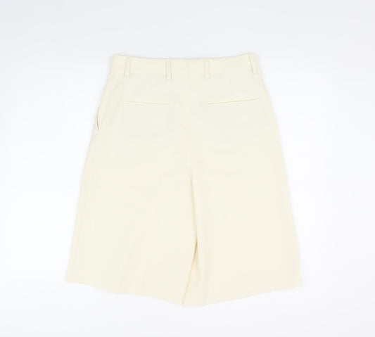 Zara Women's Ivory Chino Shorts Size S with Pleats