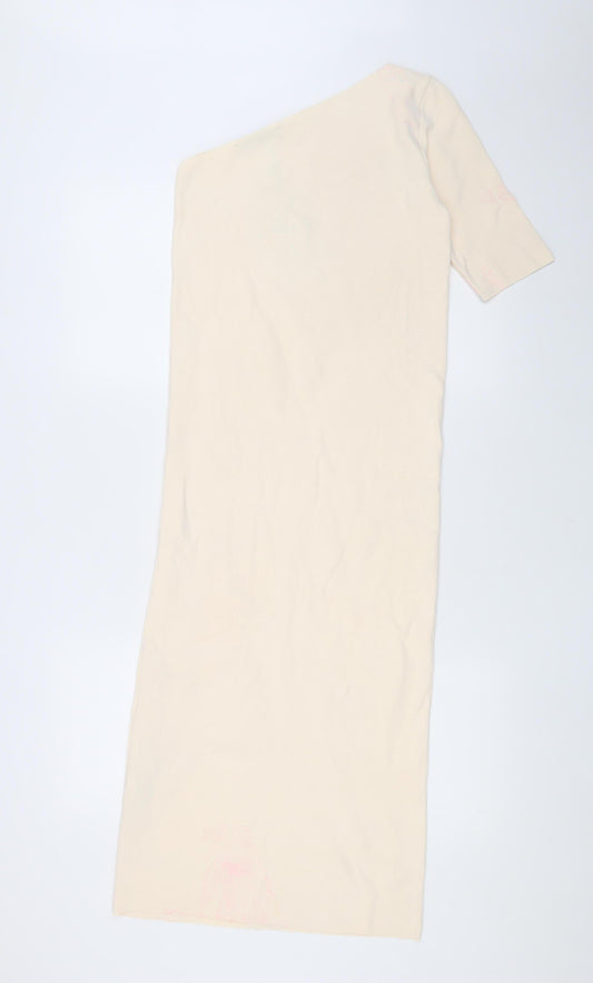 Zara Women's Ivory Midi Bodycon Dress S