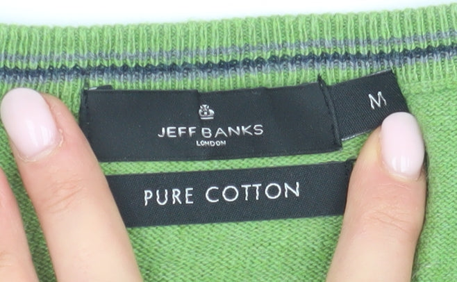 Jeff Banks Men’s Green Cotton V-Neck Pullover Jumper M