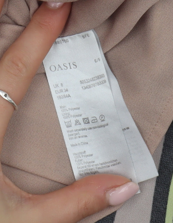 Oasis Women's Beige Chevron Slip Dress Size 8