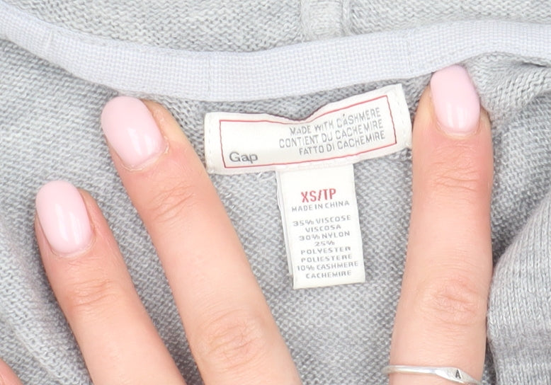 Gap Women's Grey Hooded Cardigan XS with Pockets