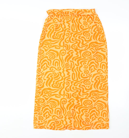 Monki Women's Orange Geometric Long Wrap Skirt