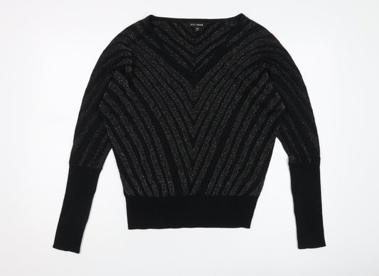 Womens UK Size M QED London Black Pullover Jumper