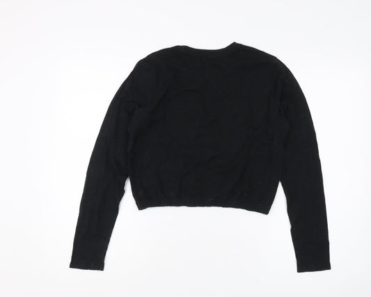 Womens UK Size XS Hollister Black Cropped T-Shirt