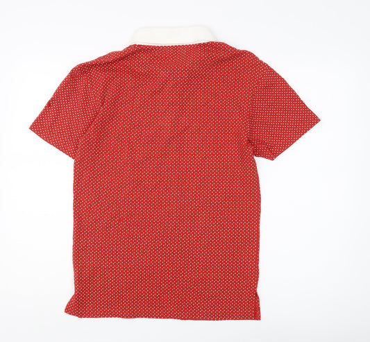 Swade Men's Red Polka Dot Short Sleeve Polo M
