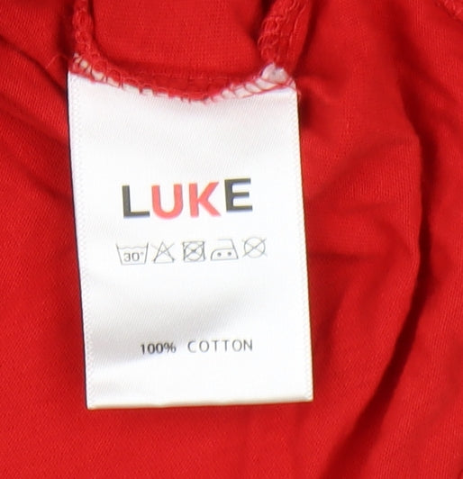 Luke Men's Red Medium Cotton Crew Neck T-Shirt