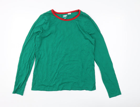 Additional front view of Lands' End Green Ringer T-Shirt - M - Casual unisex