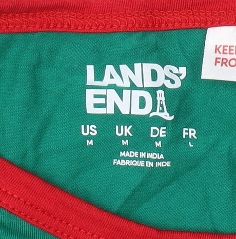 Brand and care label for Lands' End Green Ringer T-Shirt - M - Casual unisex