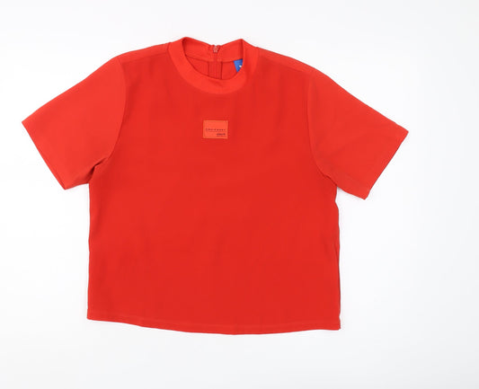Additional front view of Adidas Women's Red Basic T-Shirt, size 10