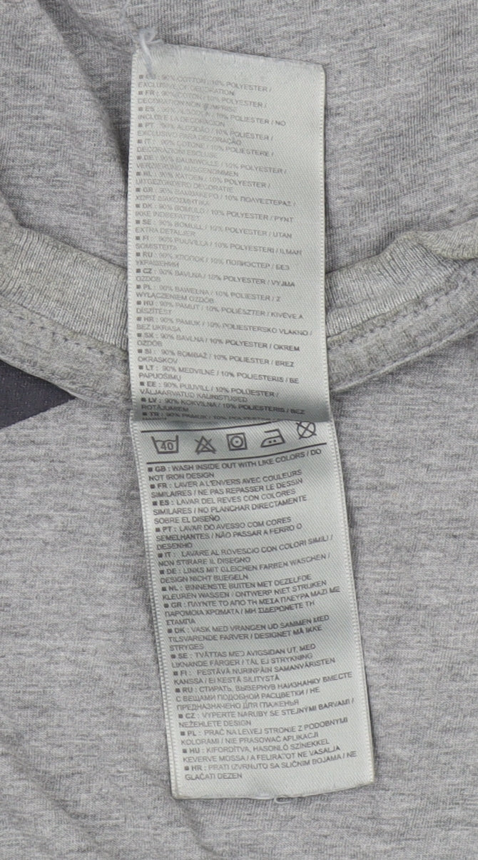 Nike Men's Grey Crew Neck Graphic Print T-Shirt L