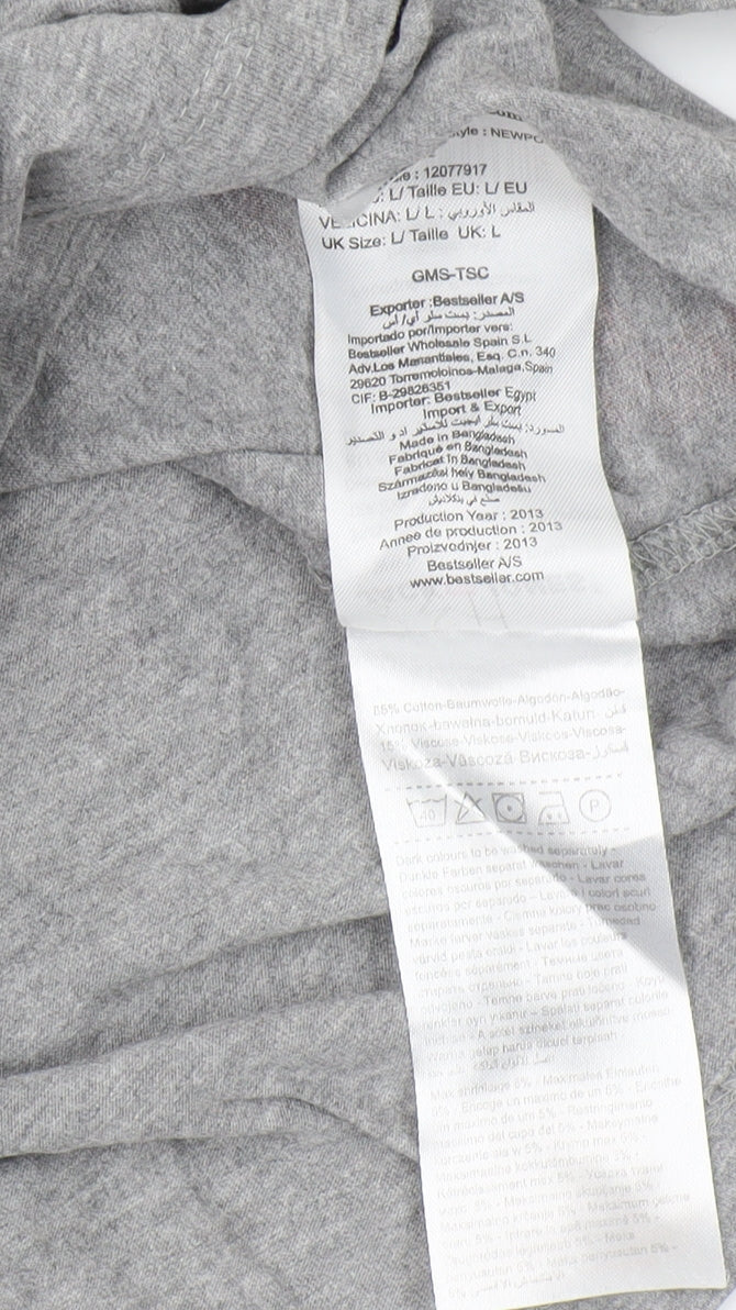 Jack & Jones Men's Grey Graphic Print T-Shirt L