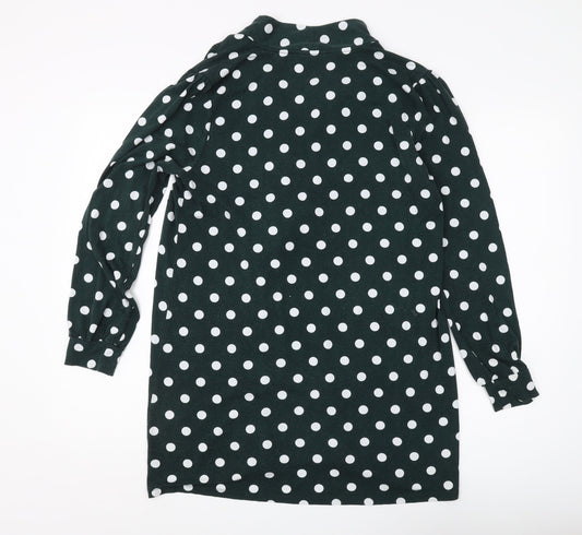 Laura Ashley Women’s Green V-Neck Polka Dot Tunic Blouse