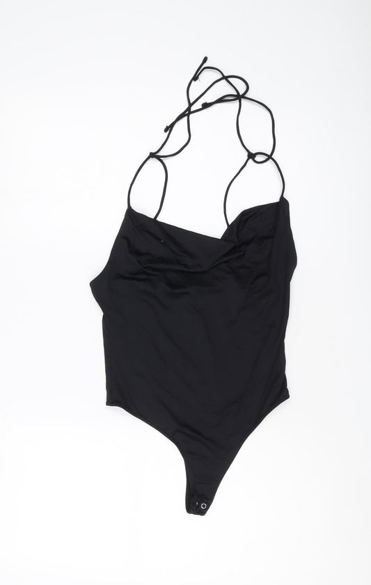 Womens UK Size L Bershka One-Piece Black Bodysuit