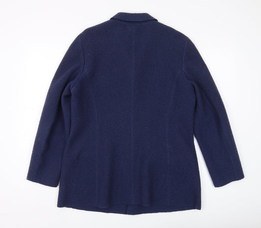 Lands' End Women's Blue Wool Blazer, Size 12, Classic Fit