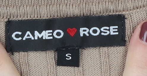 Cameo Rose Women's Beige Bodysuit, Small, Collared Knit