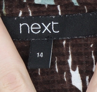 Next Women's Brown Abstract Knit Dress Size 14