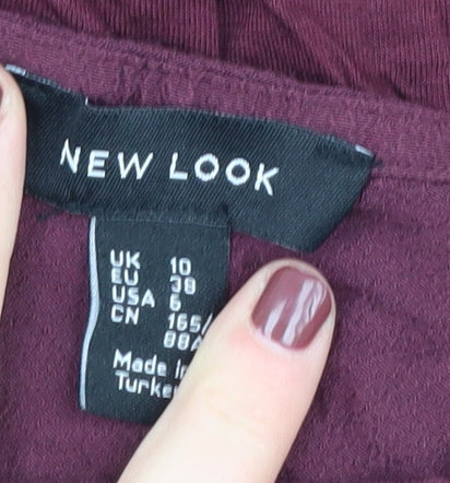 Womens UK Size 10 New Look Red Basic Blouse