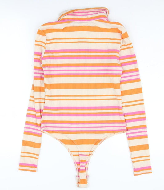 H&M Women's Multicoloured Striped Bodysuit Size 10