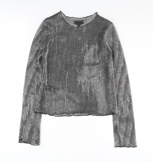 Womens UK Size 8 Topshop Black Cropped Blouse