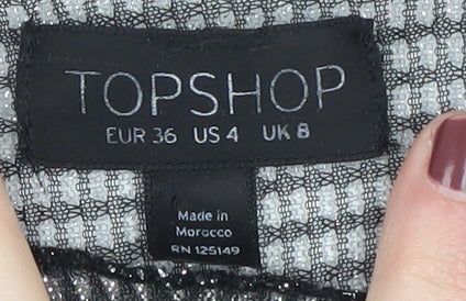 Womens UK Size 8 Topshop Black Cropped Blouse