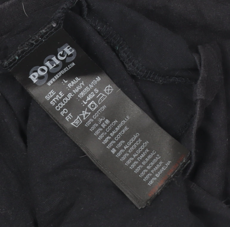 Mens UK Size S Police Navy T-Shirt