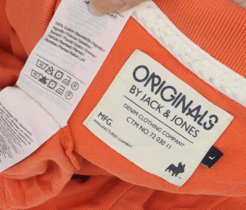 Jack & Jones Men's Orange Polo Shirt L Short Sleeve