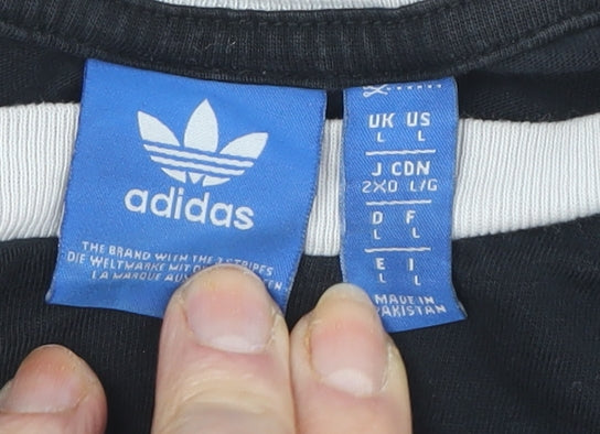 Unisex Adults UK Size L adidas Black Cropped T-Shirt