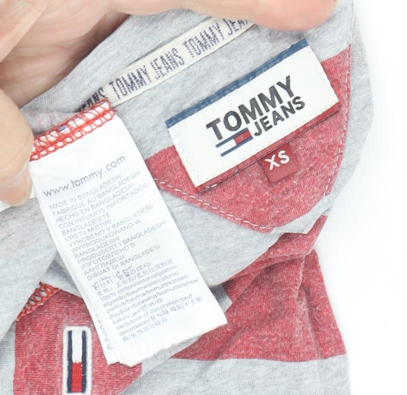 Tommy Jeans Men's XS Red Striped Crew Neck T-Shirt
