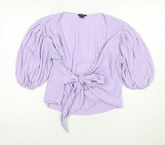 Womens UK Size XL Monki Purple Wrap Blouse