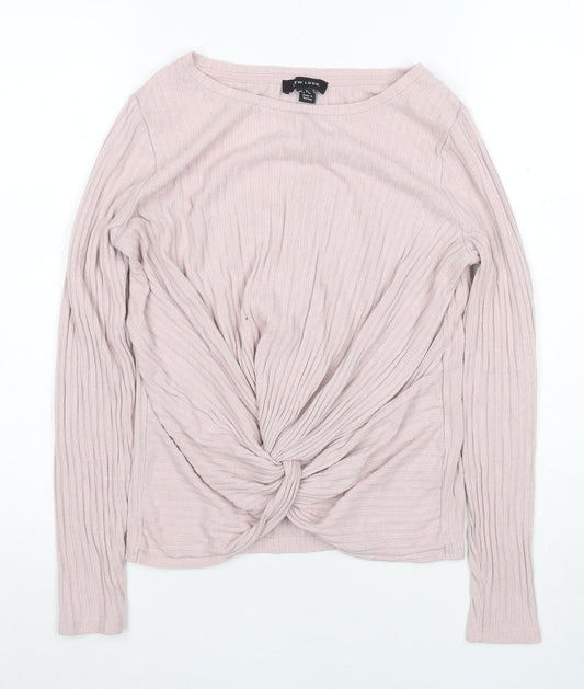 Womens UK Size 8 New Look Pink Wrap T-Shirt